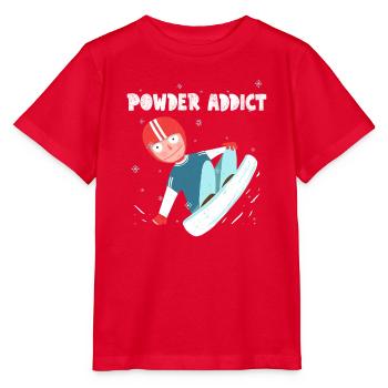 Powder Addict - Lustiger Snowboarder Retro Cartoon - Stanley/Stella Kinder T-Shirt MINI CREATOR  - Rot - Vorne - Jaiden (125cm)