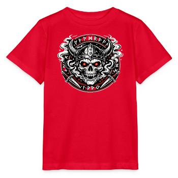 Vikingenschädel Feuerkreis - Stanley/Stella Kinder T-Shirt MINI CREATOR  - Rot - Vorne - Jaiden (125cm)