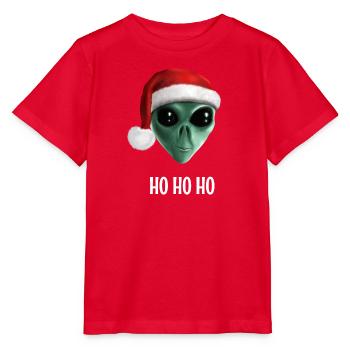 Ho Ho Ho Alien - Alien mit Weihnachtsmütze - Stanley/Stella Kinder T-Shirt MINI CREATOR  - Rot - Vorne - Jaiden (125cm)
