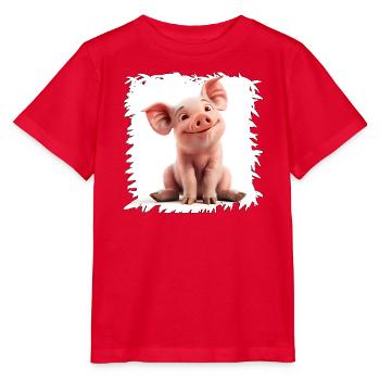 Fröhliches Schweinchen Cartoon - Stanley/Stella Kinder T-Shirt MINI CREATOR  - Rot - Vorne - Jaiden (125cm)