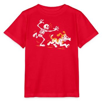 Der Hund klaut dem Skelett den Knochen - Stanley/Stella Kinder T-Shirt MINI CREATOR  - Rot - Vorne - Jaiden (125cm)