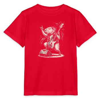 Capybara Spielt E-Bass Punk Rock Musik - Stanley/Stella Kinder T-Shirt MINI CREATOR  - Rot - Vorne - Jaiden (125cm)