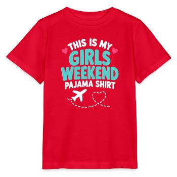 Mädchen-Wochenend-Pyjama-Hemd-Reiseflugzeug - Stanley/Stella Kinder T-Shirt MINI CREATOR  - Rot - Vorne - Jaiden (125cm)