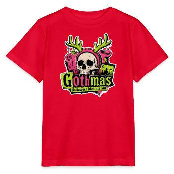 Gothmas Halloween hört nie auf Totenkopf Shirt - Stanley/Stella Kinder T-Shirt MINI CREATOR  - Rot - Vorne - Jaiden (125cm)