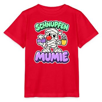 Schnupfen Mumie - Halloween mit Erkältung - Stanley/Stella Kinder T-Shirt MINI CREATOR  - Rot - Vorne - Jaiden (125cm)