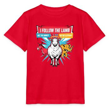 Ich folge dem Lamm, nicht dem Esel oder Elefanten - Stanley/Stella Kinder T-Shirt MINI CREATOR  - Rot - Vorne - Jaiden (125cm)