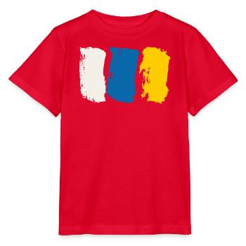 Kanarische Inseln Flagge - Pinselstriche - Stanley/Stella Kinder T-Shirt MINI CREATOR  - Rot - Vorne - Jaiden (125cm)