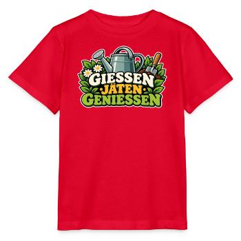 Gießen Jäten Genießen Gartenfreude - Stanley/Stella Kinder T-Shirt MINI CREATOR  - Rot - Vorne - Jaiden (125cm)