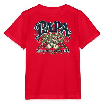 Papa 2027 Neues Kapitel, großes Herz | Werdender  - Stanley/Stella Kinder T-Shirt MINI CREATOR  - Rot - Vorne - Jaiden (125cm)