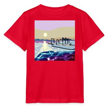 Westlich über die Wellen mit einem Pier - Stanley/Stella Kinder T-Shirt MINI CREATOR  - Rot - Vorne - Jaiden (125cm)