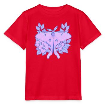 Pastell-Mond-Motte und Hibiskus-Floral - Stanley/Stella Kinder T-Shirt MINI CREATOR  - Rot - Vorne - Jaiden (125cm)