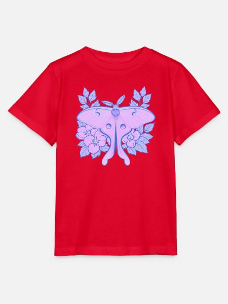 Pastell-Mond-Motte und Hibiskus-Floral - Stanley/Stella Kinder T-Shirt MINI CREATOR - Rot