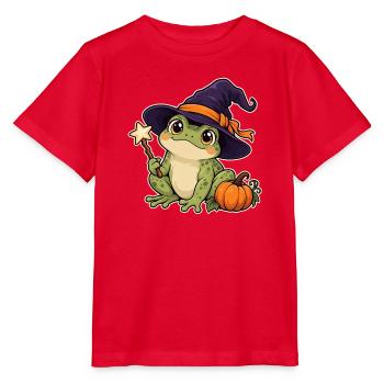 Frosch mit Hexenhut - Stanley/Stella Kinder T-Shirt MINI CREATOR  - Rot - Vorne - Jaiden (125cm)
