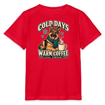 Deutscher Schäferhund Winterkaffee – Loyale Firma - Stanley/Stella Kinder T-Shirt MINI CREATOR  - Rot - Vorne - Jaiden (125cm)