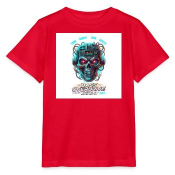 Bass Overdrive // 150 BPM Cyberpunk Skull - Stanley/Stella Kinder T-Shirt MINI CREATOR  - Rot - Vorne - Jaiden (125cm)