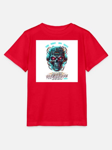 Bass Overdrive // 150 BPM Cyberpunk Skull - Stanley/Stella Kinder T-Shirt MINI CREATOR - Rot