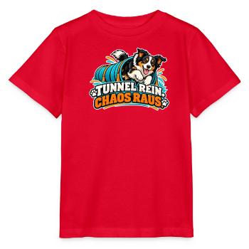 Tunnel Rein Chaos Raus – Hundedesign - Stanley/Stella Kinder T-Shirt MINI CREATOR  - Rot - Vorne - Jaiden (125cm)