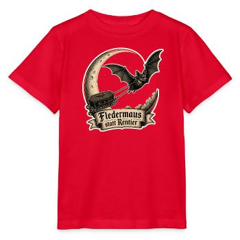 Fledermaus statt Rentier Gothic Weihnachten Shirt - Stanley/Stella Kinder T-Shirt MINI CREATOR  - Rot - Vorne - Jaiden (125cm)