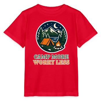 Camp More Worry Less – Retro Camping Abzeichen - Stanley/Stella Kinder T-Shirt MINI CREATOR  - Rot - Vorne - Jaiden (125cm)