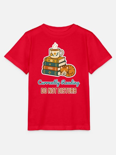 Currently Reading – Bücherwurm mit Katze - Stanley/Stella Kinder T-Shirt MINI CREATOR - Rot
