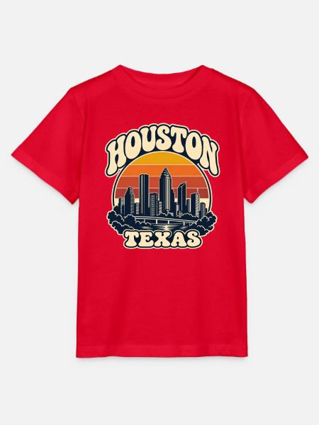 Texas Retro Skyline von Houston - Stanley/Stella Kinder T-Shirt MINI CREATOR - Rot
