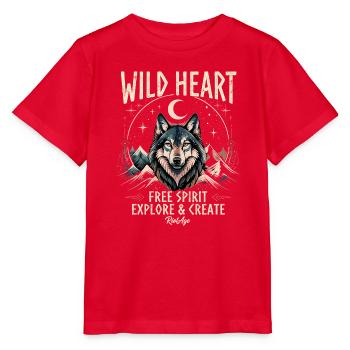 Wolf Wild Heart. Free Spirit  - Stanley/Stella Kinder T-Shirt MINI CREATOR  - Rot - Vorne - Jaiden (125cm)
