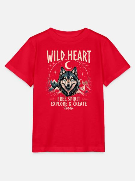 Wolf Wild Heart. Free Spirit  - Stanley/Stella Kinder T-Shirt MINI CREATOR  - Rot