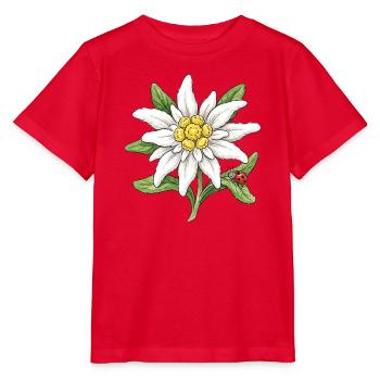 Weiße Blüte mit Marienkäfer - Stanley/Stella Kinder T-Shirt MINI CREATOR  - Rot - Vorne - Jaiden (125cm)