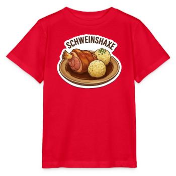Schweinshaxe Plate Sticker Optik  - Stanley/Stella Kinder T-Shirt MINI CREATOR  - Rot - Vorne - Jaiden (125cm)