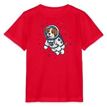 Hund Astronaut Helm Weltraum Hunde Vektor Shirt - Stanley/Stella Kinder T-Shirt MINI CREATOR  - Rot - Vorne - Jaiden (125cm)