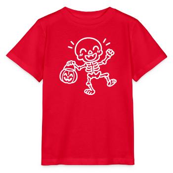 Tanzendes Halloween Skelett – White Line Art - Stanley/Stella Kinder T-Shirt MINI CREATOR  - Rot - Vorne - Jaiden (125cm)