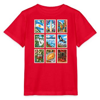 Argentinien Briefmarken - Stanley/Stella Kinder T-Shirt MINI CREATOR  - Rot - Vorne - Jaiden (125cm)