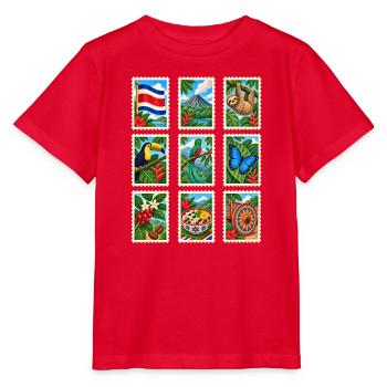 Costa Rica Briefmarken - Stanley/Stella Kinder T-Shirt MINI CREATOR  - Rot - Vorne - Jaiden (125cm)