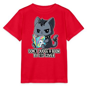Goth-Katze liest - Stanley/Stella Kinder T-Shirt MINI CREATOR  - Rot - Vorne - Jaiden (125cm)