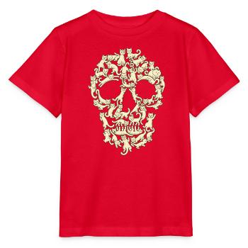 Schädel aus Katzen - Stanley/Stella Kinder T-Shirt MINI CREATOR  - Rot - Vorne - Jaiden (125cm)