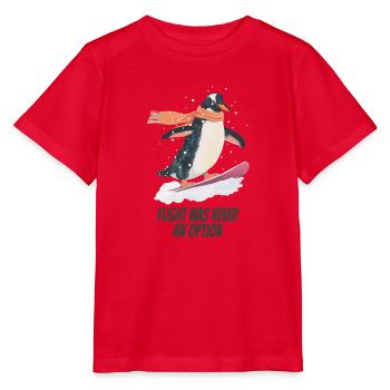 flight was never an option- Lustiger Pinguin - Stanley/Stella Kinder T-Shirt MINI CREATOR  - Rot - Vorne - Jaiden (125cm)