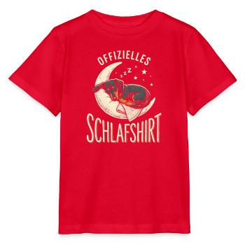 Dackel Offiziell Müde Schlafender Hund Auf Kissen - Stanley/Stella Kinder T-Shirt MINI CREATOR  - Rot - Vorne - Jaiden (125cm)