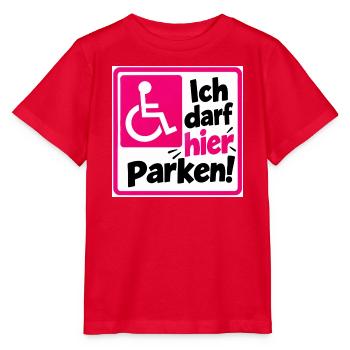 Ich darf hier Parken Sign - Stanley/Stella Kinder T-Shirt MINI CREATOR  - Rot - Vorne - Jaiden (125cm)