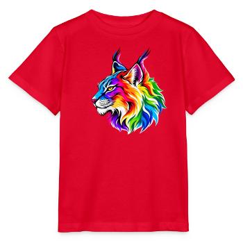 Leuchtender Regenbogen-Luchs - Stanley/Stella Kinder T-Shirt MINI CREATOR  - Rot - Vorne - Jaiden (125cm)