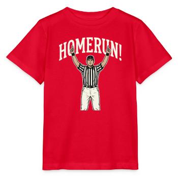 Homerun – Lustiger Baseball-Football-Mashup-Humor - Stanley/Stella Kinder T-Shirt MINI CREATOR  - Rot - Vorne - Jaiden (125cm)