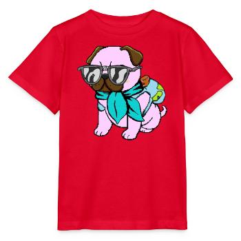 Mops-Reisender - Stanley/Stella Kinder T-Shirt MINI CREATOR  - Rot - Vorne - Jaiden (125cm)