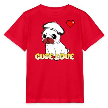 Süßer Liebes-Mops - Stanley/Stella Kinder T-Shirt MINI CREATOR  - Rot - Vorne - Jaiden (125cm)