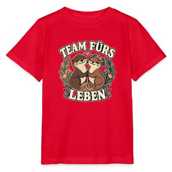 Team fürs Leben – Otter Hochzeit Paar - Stanley/Stella Kinder T-Shirt MINI CREATOR  - Rot - Vorne - Jaiden (125cm)