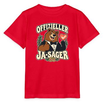 Offizieller Ja-Sager – Bär Bräutigam Hochzeit - Stanley/Stella Kinder T-Shirt MINI CREATOR  - Rot - Vorne - Jaiden (125cm)