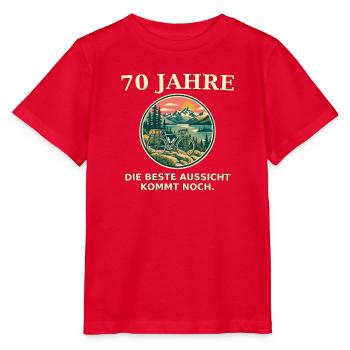 70 Jahre Aussicht kommt noch - Stanley/Stella Kinder T-Shirt MINI CREATOR  - Rot - Vorne - Jaiden (125cm)