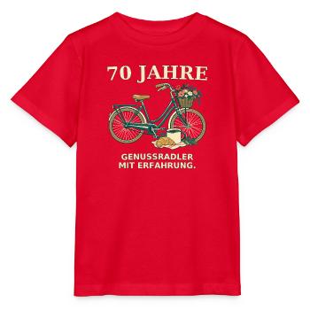70 Jahre Genussradler Fahrraddesign - Stanley/Stella Kinder T-Shirt MINI CREATOR  - Rot - Vorne - Jaiden (125cm)