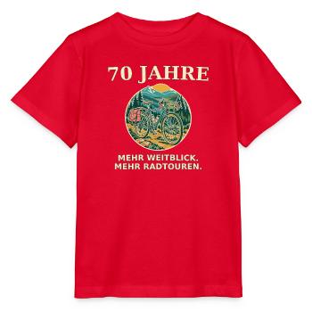 70 Jahre Weitblick Radtouren - Stanley/Stella Kinder T-Shirt MINI CREATOR  - Rot - Vorne - Jaiden (125cm)