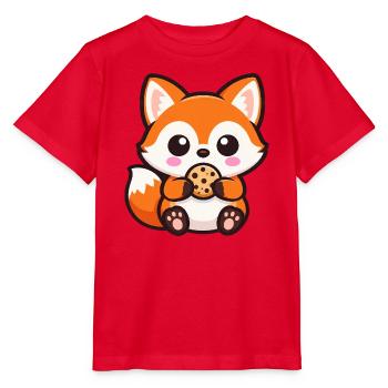 Süßer Fuchs mit Keks Cartoon Chibi Kawaii - Stanley/Stella Kinder T-Shirt MINI CREATOR  - Rot - Vorne - Jaiden (125cm)