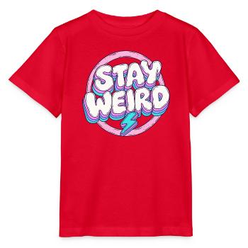 Stay Weird Pastell-Schriftzug mit Blitz - Stanley/Stella Kinder T-Shirt MINI CREATOR  - Rot - Vorne - Jaiden (125cm)