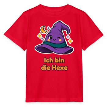 Ich bin die Hexe – Partnershirt mit Hexenhut - Stanley/Stella Kinder T-Shirt MINI CREATOR  - Rot - Vorne - Jaiden (125cm)